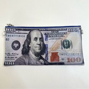 Money Print Zipper Pouch